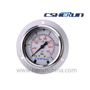 Liquid Filled Pressure Gauge with Front Flange